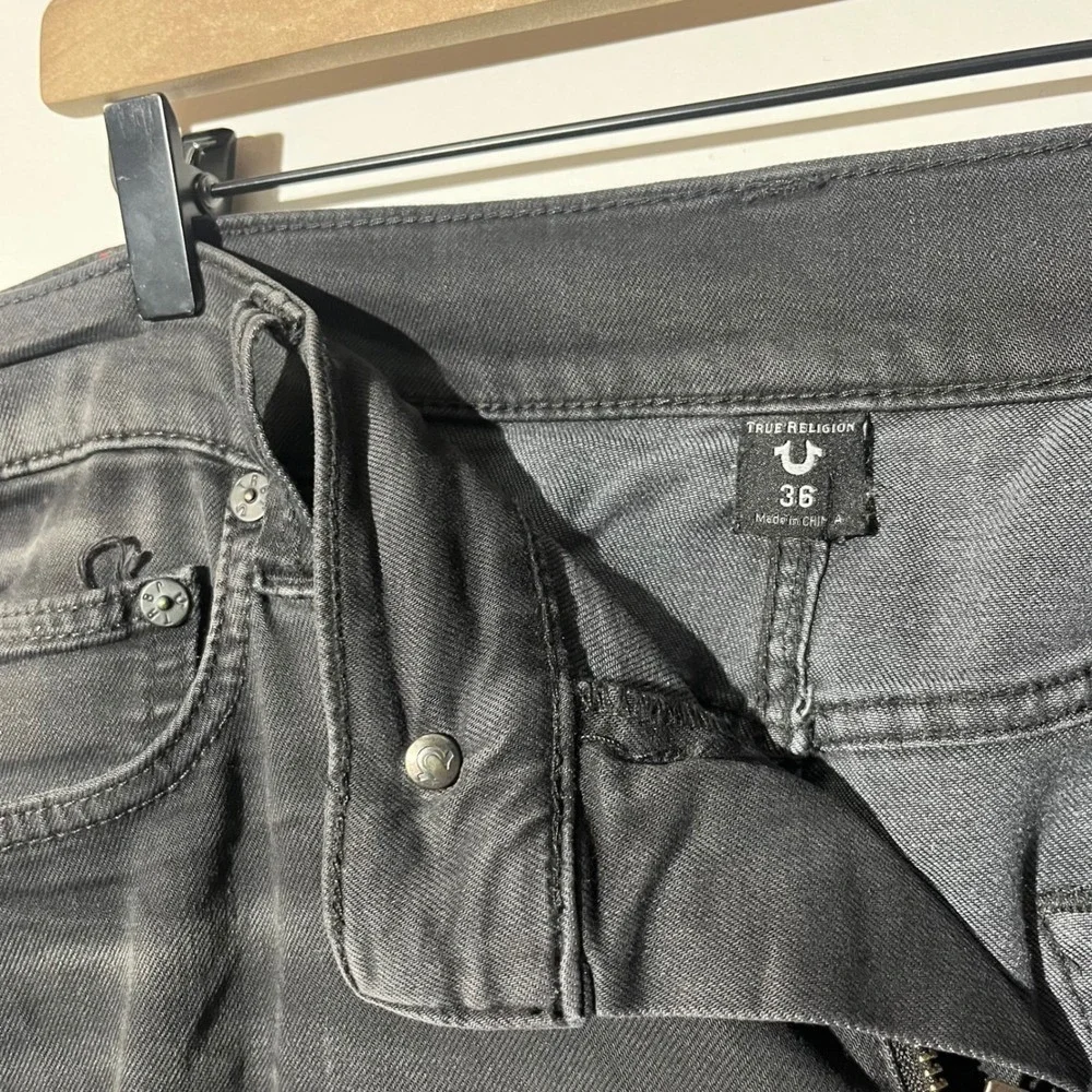 True Religion Rocco Relaxed Skinny Jeans Mens 36‎ Black Faded Wash Denim Pants